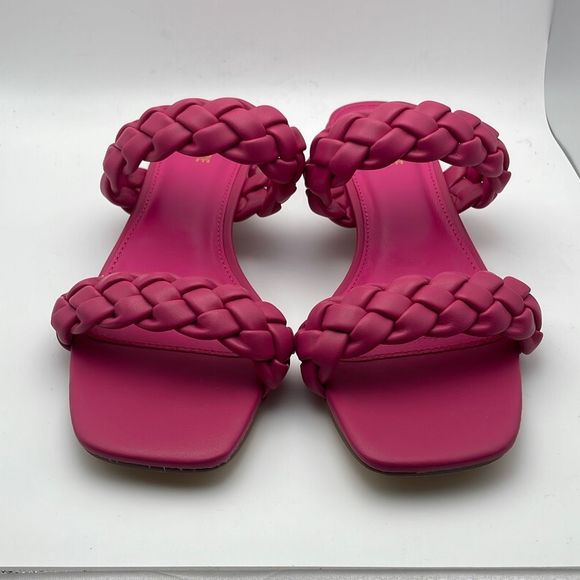 CUSHIONAIRE Women's two band braided low block heel slide sandal 8.5 - Picture 2 of 5